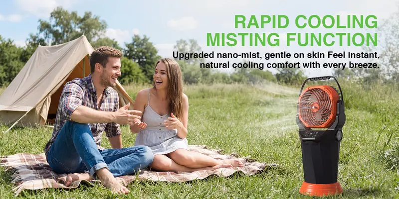 TaskStar Rechargeable Mist Cooling Portable Fan - Adjustable Indoor Outdoor Cooler with 2L Water Tank, RGB Lights, 4 Speed & Spray Modes, Ideal for Camping, Patio Cooling Solutions, Fan Portable