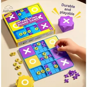 Color Tic-Tac-Toe Board, 2-Player Educational Game, Brain-Boosting Hand-Eye Coordination Toy, Portable Family Game Night Essential, Perfect Holiday & Back-to-School Gift