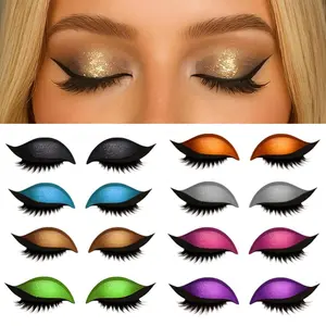 Lazy Eye Shadow Eyelash Patch, 3-in-1 Reusable Eyeshadow, Colorful Eyelash Makeup Stickers with False Lashes Shadow & Eyeliner, Makeup Stencils Sticker for All Eye Shapes(B1)