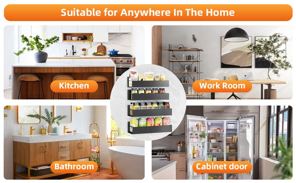 2 Pack Magnetic Spice Rack for Refrigerator, Moveable Magnetic Spice Racks, Kitchen Storage Rack, Suitable for Refrigerators, Microwave Ovens, Washing Machines, Saving Storage Space