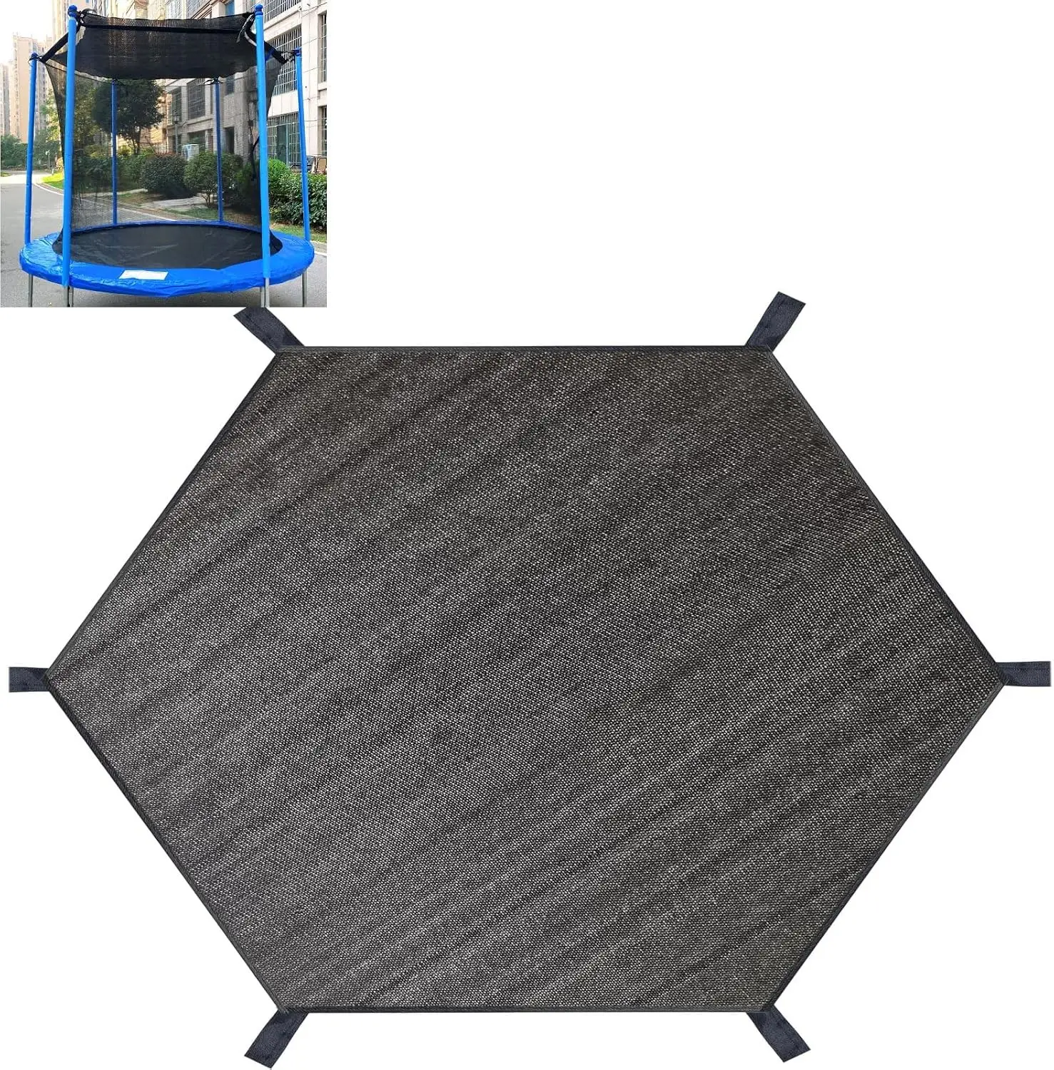 Sun Protection Trampoline Shade Cover Fit for 8FT 10FT 12FT 14FT 16FT Straight Pole Round Trampoline, Easy to Install for Backyard Playground (14FT 6 Poles)