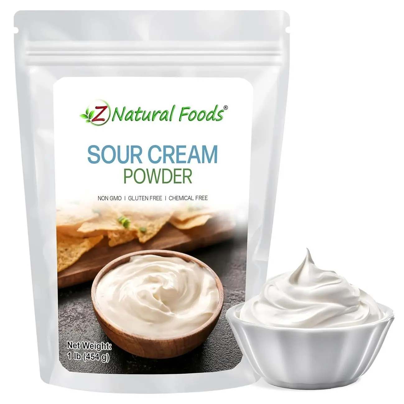 Z Natural Foods Sour Cream Powder - Creamy Low-Lactose with Probiotics, Powdered for Long Shelf Life - Easy 2:1 Mix for Baking, Toppings, Dips, Sour Cream & Onion Seasoning - Non-GMO, Gluten-Free