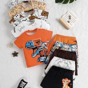 Boys Spider Animal Print Short Sleeve Shorts Set, Comfortable Casual Fashion Kids Clothes, Ideal for Outdoor Daily Wear, Gift for Boys Aged 3 Months-3 Years