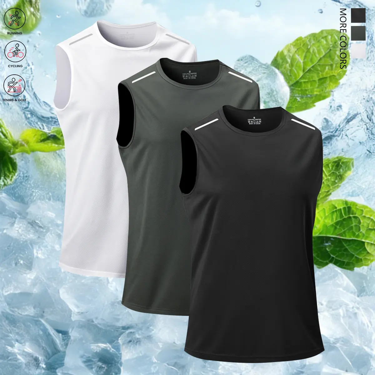 Men’s 3-piece sleeveless T-shirt set — breathable, quick-dry athletic shirts suitable for summer gym workouts, running, and training Men’s 3-piece sleeveless T-shirt set — breathable, quick-dry athletic shirts suitable for summer gym workouts, running, and training