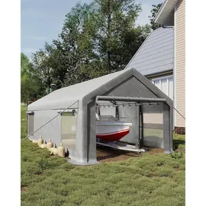 Garvee 10x20 FT Heavy Duty Garage Tent Carport with Reinforced Steel Frame, Removable Sidewalls & Doors, Roll-Up Windows, Waterproof Canopy, Weather-Resistant Outdoor Storage Shelter for Cars, Trucks, Boats