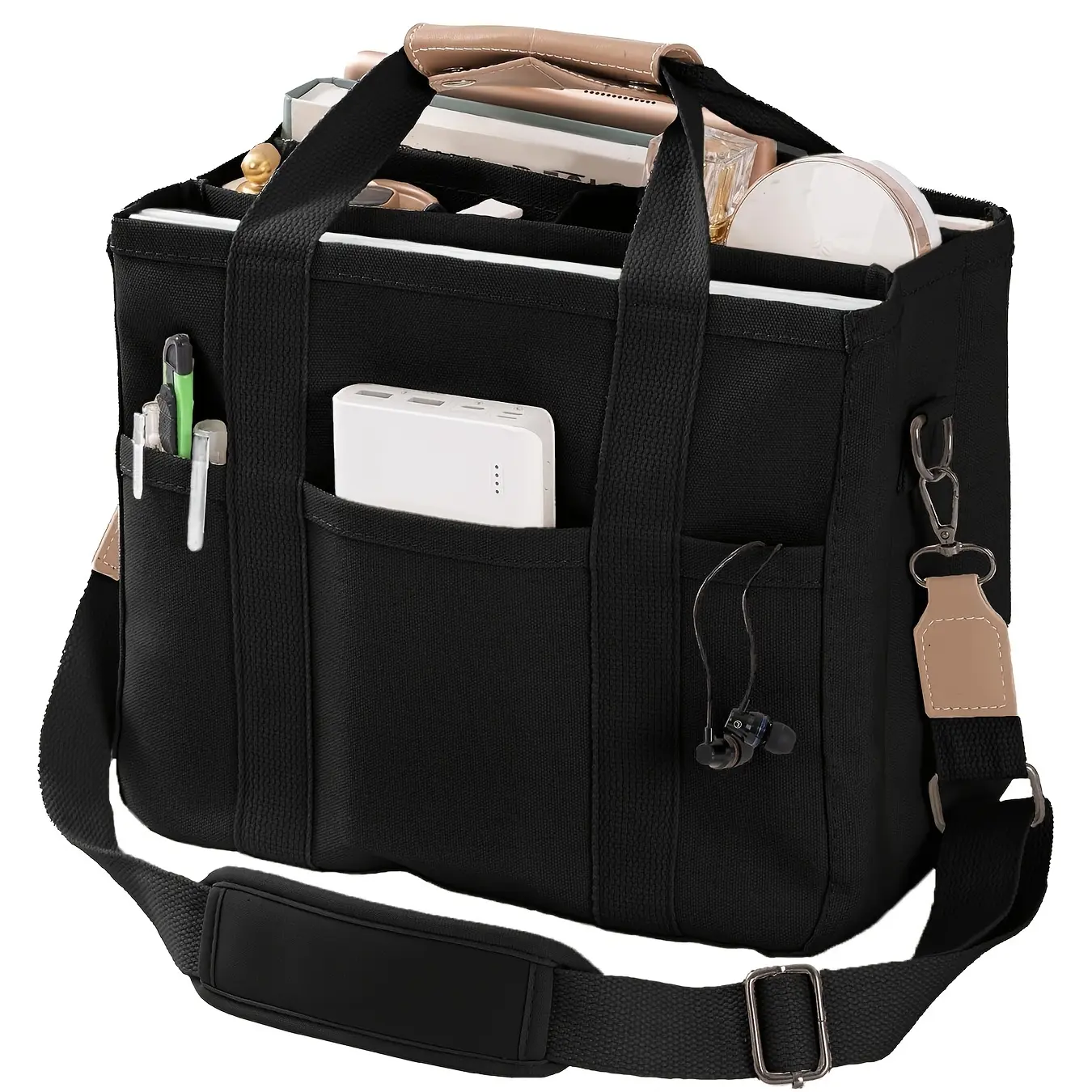 Women's Canvas Shoulder Bag, Spacious Multi-Pocket Crossbody Handbag, Large Capacity Canvas Tote Bag, Handbags, for shopping, tote shoulder
