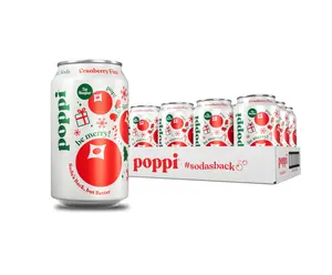 Poppi Sparkling Prebiotic Soda Beverage with Apple Cider Vinegar, Seltzer Water and Fruit Juice, Cranberry Fizz Flavor, 12 Fl Oz, Pack of 12, Packaging May Vary