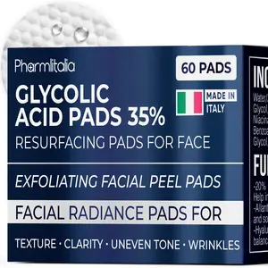 Glycolic Acid Pads - Resurfacing Pads for Face 35% - Exfoliating Peel Pad for Body and Dark Spots - Fine Lines and Wrinkles - 60 Count