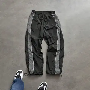 Men's spring and autumn season leisure Sweatpants, Autumn Straight Leg Striped Colorblock Casual Pants,Trendy High Street Versatile Sports Long Pants,Simple and Versatile Style with Drawstring Design,Suitable for Daily Outings,Loose Fit for Comfortable Cl