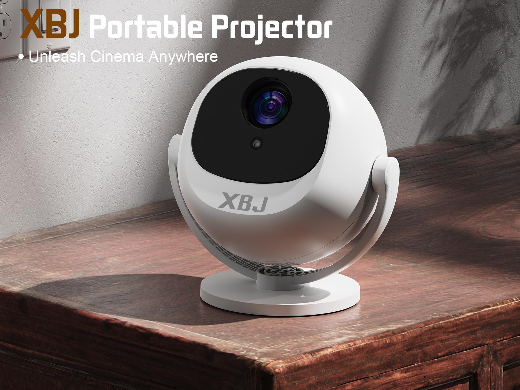 XBJ Mini smart portable projector with 360° rotatable,  wifi and bluetooth android 11 WiFi movie outdoor 4k with built-in app and remote control ceiling Christmas Present
