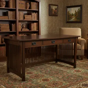Mission Crofter 3 Drawer Library Desk - Walnut