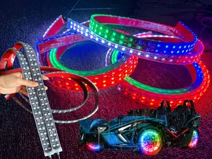Slingshot Light Kit - 2Pcs 5FT (1.4M/60) Double Row LED Strips, RGB Color Flowing with Bluetooth Remote | for Polaris Slingshot Motorcycle Off-Road Lighting, IP68 Waterproof