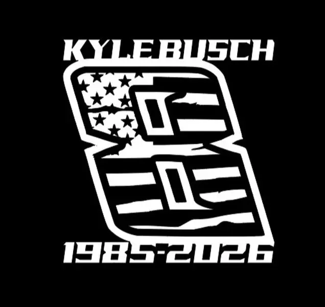 Kyle Busch memorial Decal with flag , Vinyl Window Decal - Universal Car Sticker for Vehicle Windows, Boats, RVs, Office Desks & Laptops - Stylish Car Merch & Car Accessories