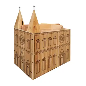 FixtureDisplays® Notre Dame Cathedral 18 X 10 X 20" Donation Box MDF Wood Melamine Finish Large Ornate Fundraising Collection Box 21443-NF