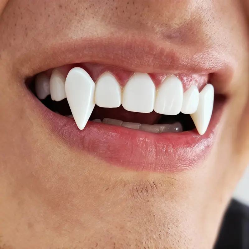 Vampire Teeth Dentures Temporary Teeth Replacement Product 13mm 15mm 17mm 19mm, Vampire Fangs for Cosplay Party Props, Halloween Party Accessories Masquerade Dentures Makeup Dress up Favors