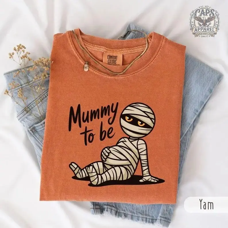 Comfort Colors Mummy To Be Halloween Maternity TShirt, Funny Pregnancy Tee, Fall Mama Costume, Apparel Made In The US - Caps Apparel		