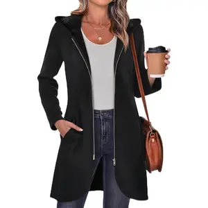 Women's Fall Jacket 2026 Zip Up Hoodies Long Sleeve Long Tunic Sweatshirts Oversized Fleece Casual Coat with PocketGift