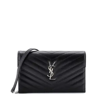 Pre-owned Yves Saint Laurent material Messenger Bags Saint Laurent Classic Monogram Wallet on Chain Matelasse Chevron Leather Small by Rebag