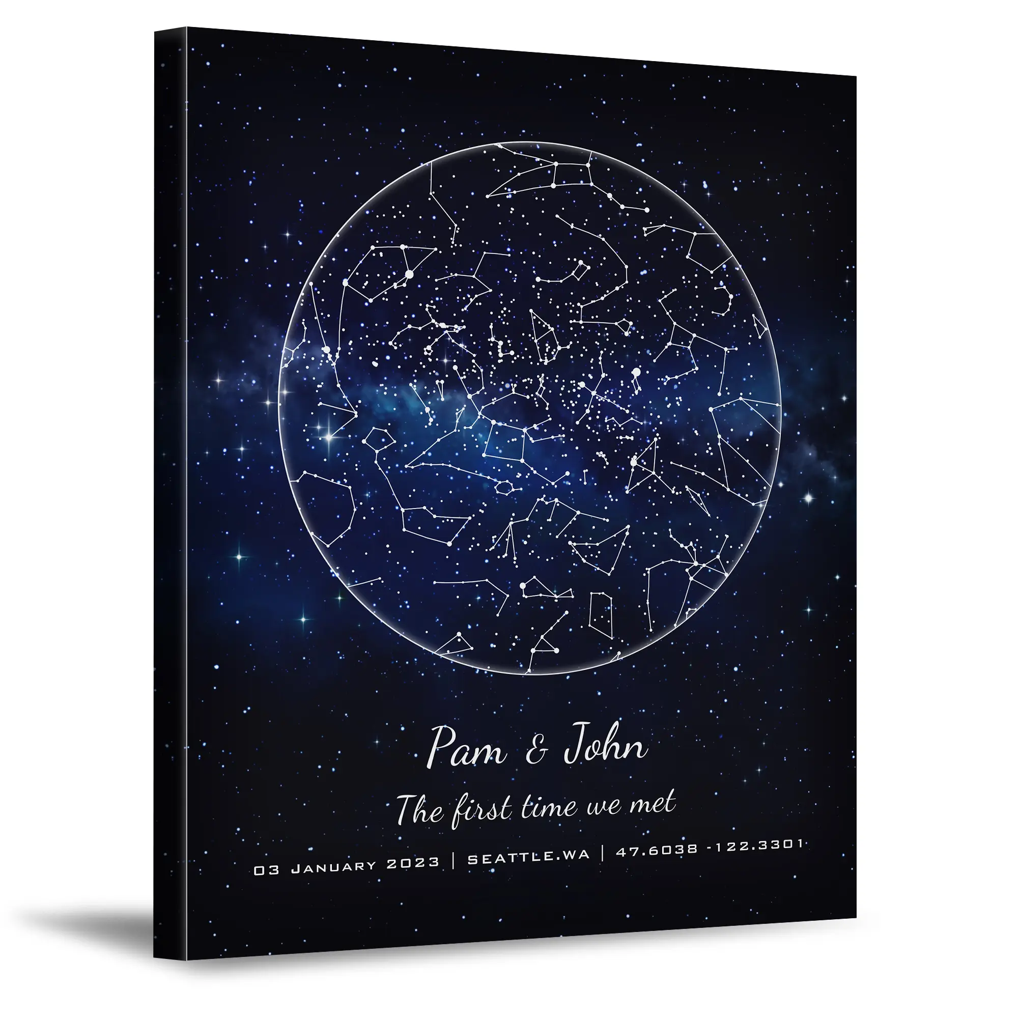 Personalized Star Map with Couple's Names and Special Date Message on it,Perfect Present for Anniversary,Wedding,Birthday,Holidays