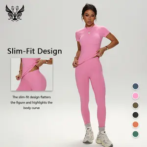 YIZHEN Women's Slim-Fit Short-Sleeve Long Pants Activewear Set Comfortable Breathable for Sports & Leisure Wear