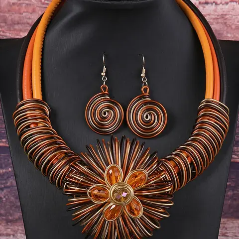 Handmade Flower Design Necklace & Earrings, Elegant Jewelry Set, Fashionable Jewelry Set, Fashion Jewelry for Party, Daily Clothing Decor, Trendy All-match & Exquisite Jewelry for Birthday Gift, Jewellery