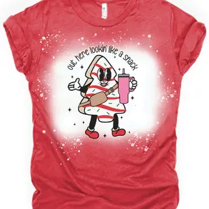 out here lookin' like a snack christmas tree cake bleached t shirt