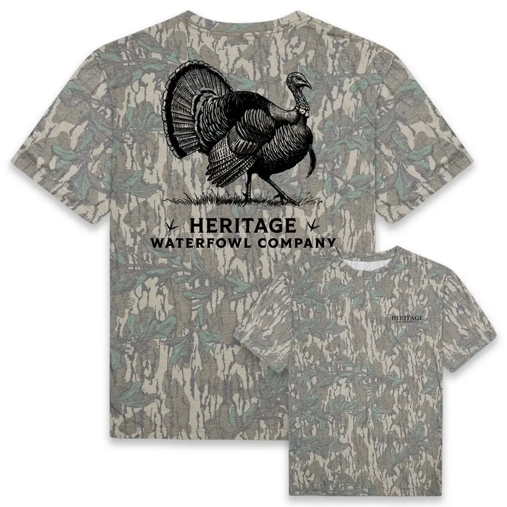 Mossy Oak Women's All-Over Greenleaf Graphic T-Shirt with Turkey Design in Durable Polyester Fabric