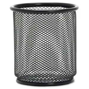 212 MAIN Black Steel Mesh Pencil Cup Holder - Double-Rim, Recyclable Desk Organizer with Powder Coating for Home & Office Pen Storage