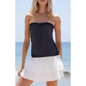 John Galt Women's Black Amelia Cinched Tube Top