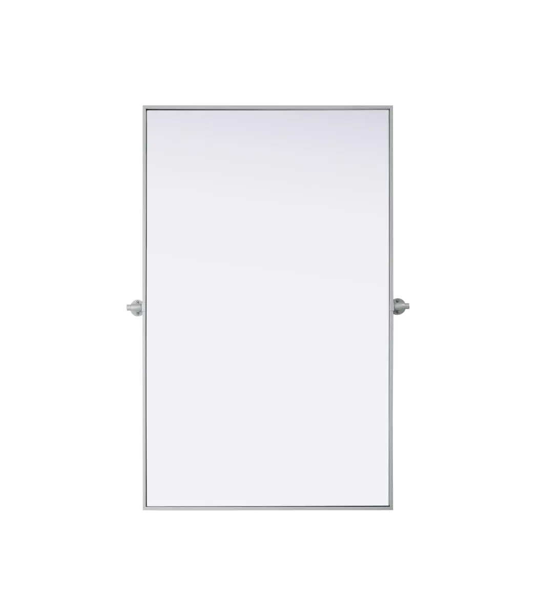212 MAIN Amoura Adjustable 48x30in Rectangular Pivot Mirror - Silver Iron Metal Frame Mirror, Baby & Maternity Safety Room Decor, Easy-Installation for Kitchen/Bath Use, Rectangle Mirror