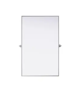 212 MAIN Amoura Adjustable 48x30" Rectangular Pivot Mirror, Silver Iron-Metal Modern Baby & Maternity Safety Decor, Easy Installation for Kitchen/Bath Use