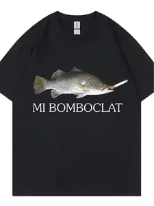 Funny Fish Smoking Meme T-Shirt | Trendy "Mi Bomboclat" Graphic Tee | Sarcastic Humor Streetwear | 100% Cotton Comfy Unisex Top
