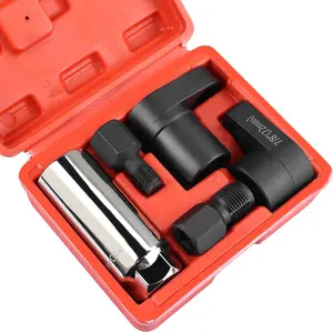 5PCS Oxygen Sensor Wrench & Thread Repair Kit, Offset Low Profile O2 Sensor Socket Set with Thread Chasers, Chrome Vanadium Steel Automotive Tool for Removal and Installation