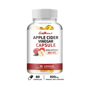 Coolkin 60-capsule dietary supplement to support gut health, organic apple cider vinegar capsules + digestive enzymes and probiotic fiber supplement.