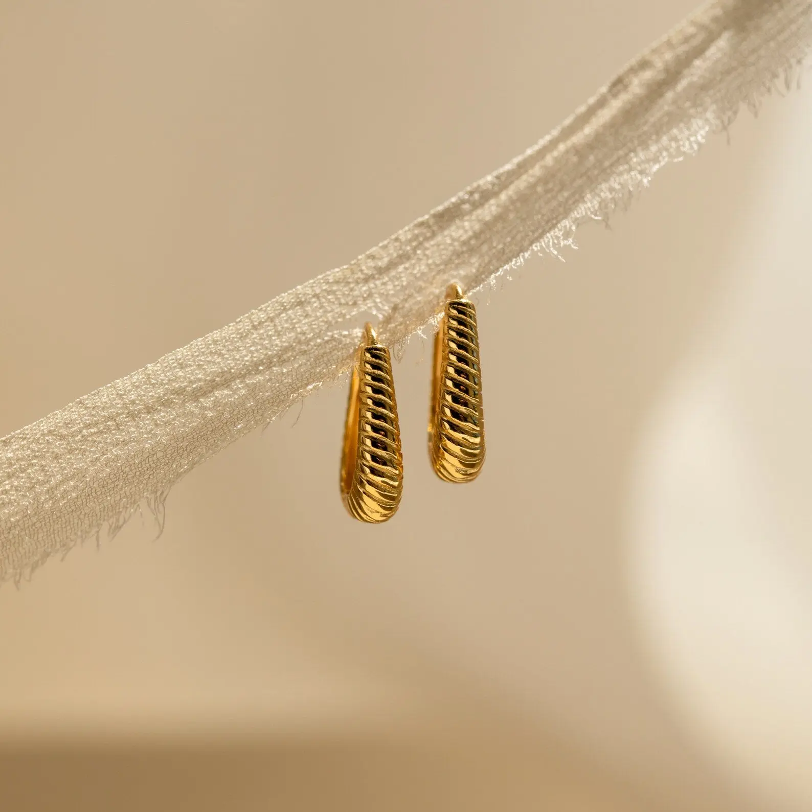 Bold Ribbed Hoops by Caitlyn Minimalist - Geometric Statement Hoop Earrings - Chunky Gold Jewelry - Best Friend Gift
