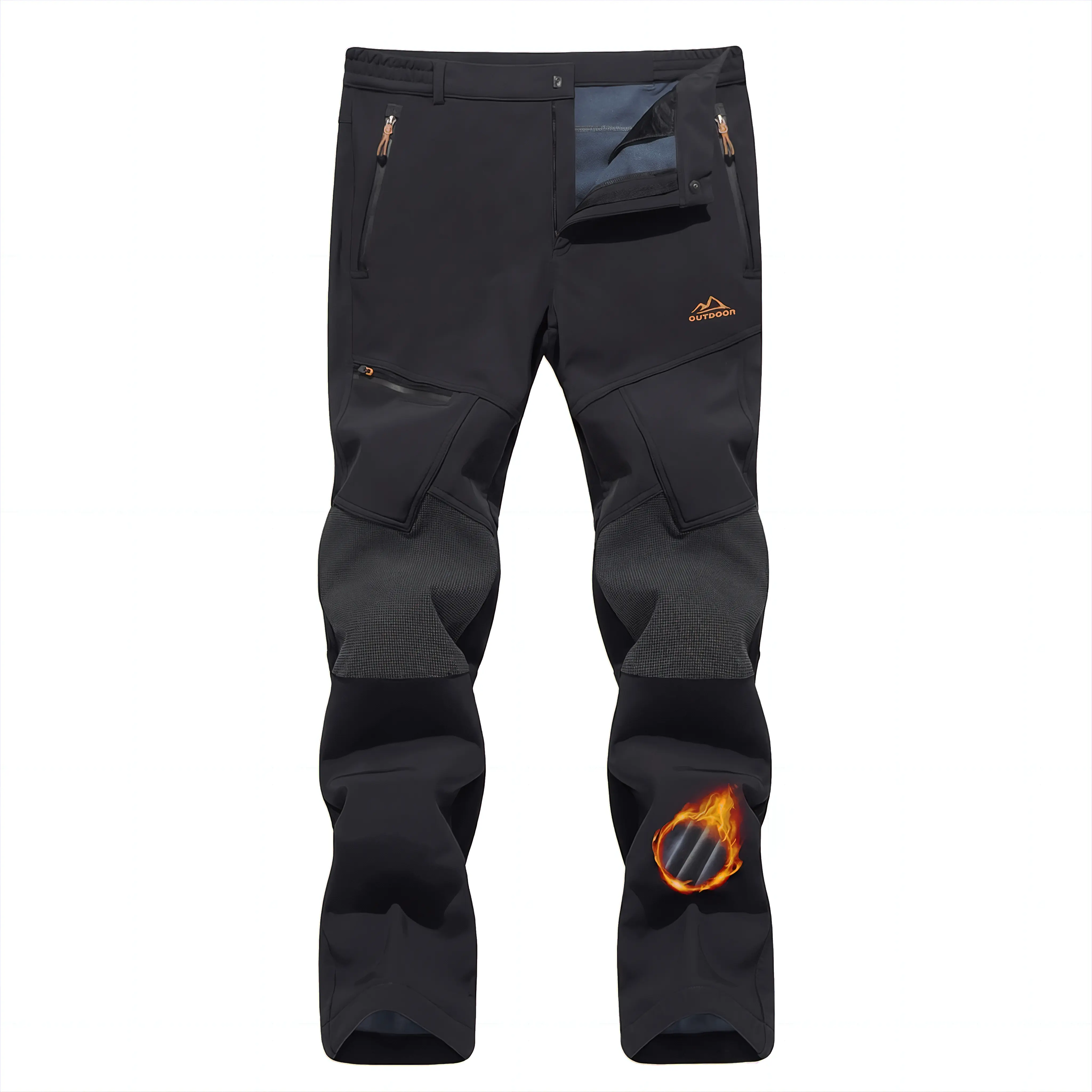MAGCOMSEN Men's Winter Pants Fleece Lined Ski Snow Pants Water Resistant 4 Zip Pockets Outdoor Work Pants FallFreshness Outdoorfun Sport Specific Clothing