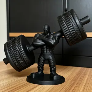 Anime Theme Dumbbell Muscular Man Figure, Weightlifting Resin Ornament, Home Gym Desk Decor, Fitness Enthusiast Gift