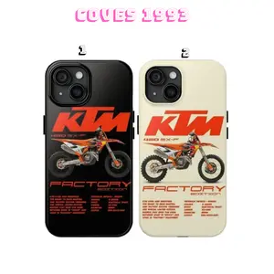 KTM Racing Style iPhone Case + 5 FREE Stickers - Sport Motor Aesthetic Dual Shell Cover - Premium 2-Piece Shockproof Tough Case for iPhone 17 16 15 14 13 12 11 Pro Max Plus X XR
