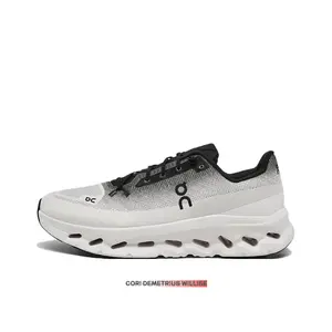Gray-to-White Gradient Lightweight Casual Shoes, Integrated Knit Upper, Hollow Pod Cushioning Midsole