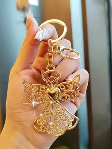 Lobster Buckle Hollow Angel+Love Keychain, Exquisite Craftsmanship, Exquisite Pattern Lobster Buckle+Keyring, Convenient For Hanging Keys And Bags, Can Be Used As A Valentine's Day, Birthday, Or Anniversary Gift For Friends And Lovers