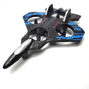 RC Jet Plane Toy for Kids Drone with LED Lights 360° Flip Remote Control Helicopter Toy in Blue and Black Design