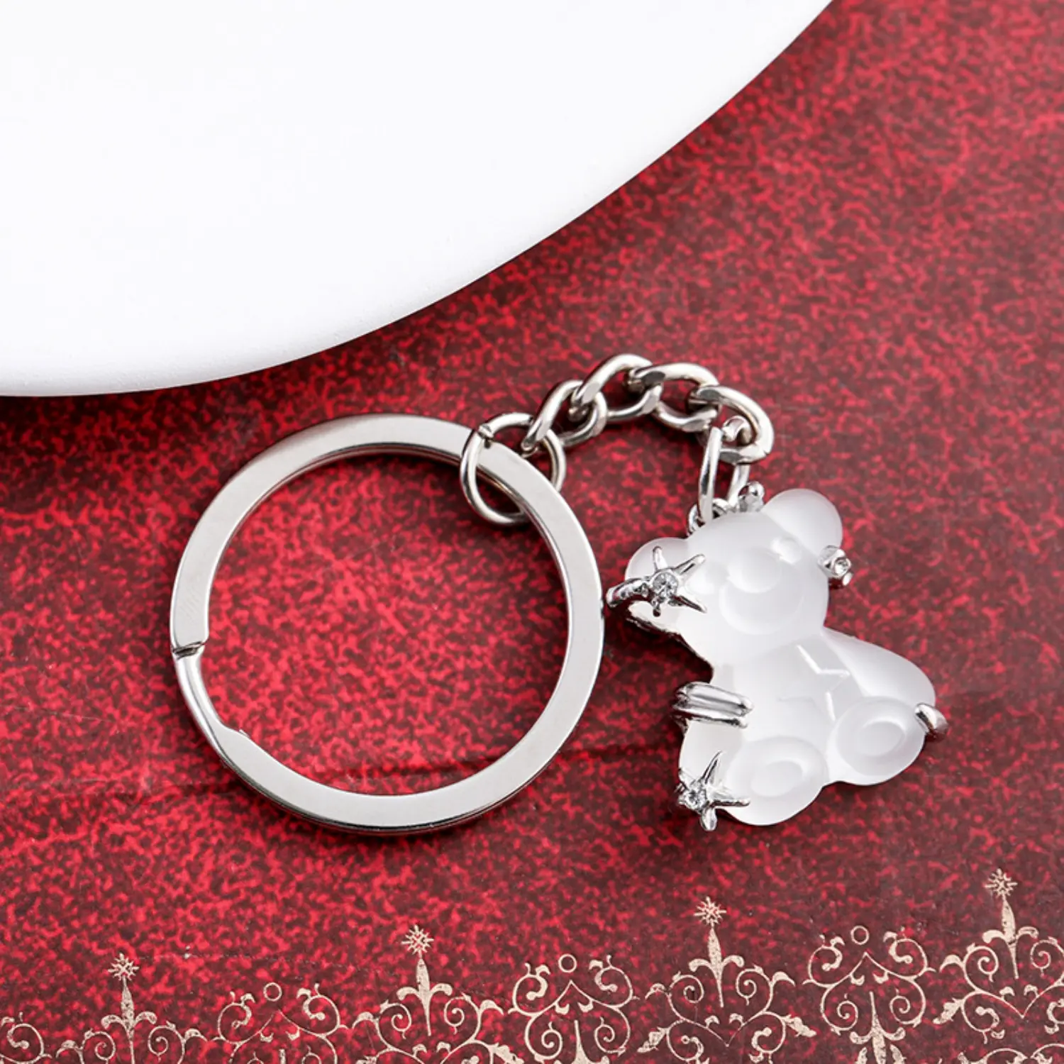 New creative cartoon white bear keychain student backpack pendant product gift