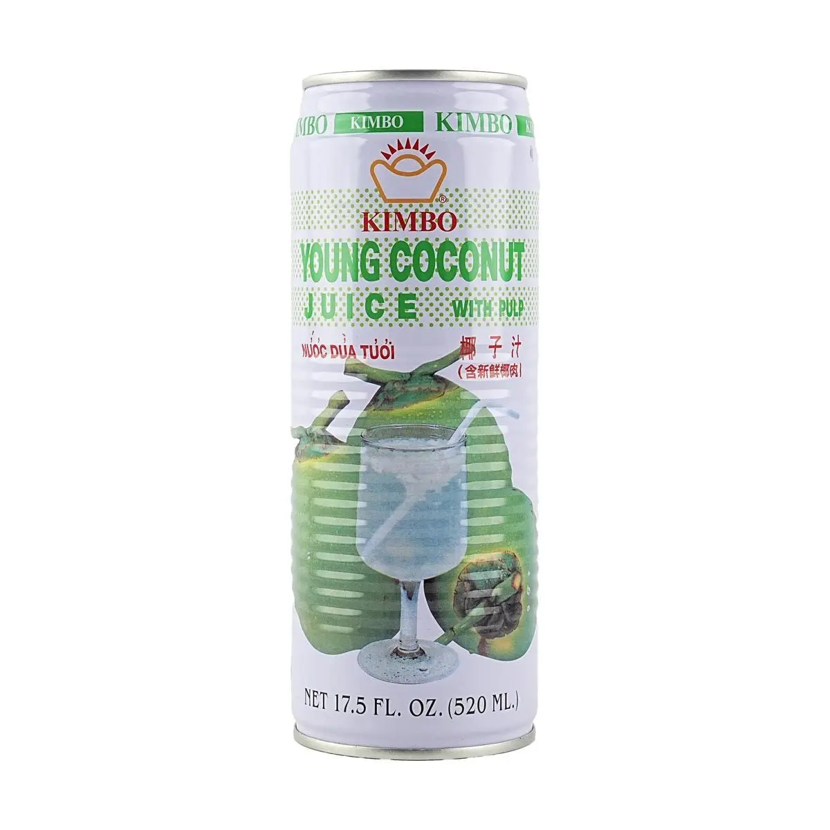 KIMBO Thai Coconut Water Drink with Real Coconut Pulp 520ml - Refreshing Natural Hydration & DIY Beverage Base