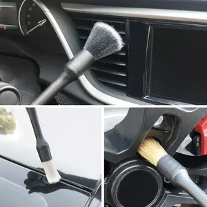3PCS Automotive Detail Brush Ultra Soft Automatic Internal Detail Brush Synthetic Hair Automotive Sprint Painting Accessories Car Wash Brush Mop Kit
