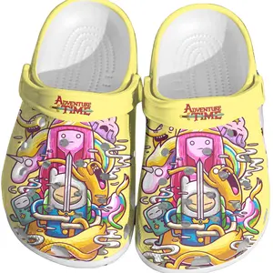 Adventure Time Clogs with Finn and Princess Bubblegum Print – Comfortable Slip-On Clogs for Fans – Casual Footwear for Daily Use