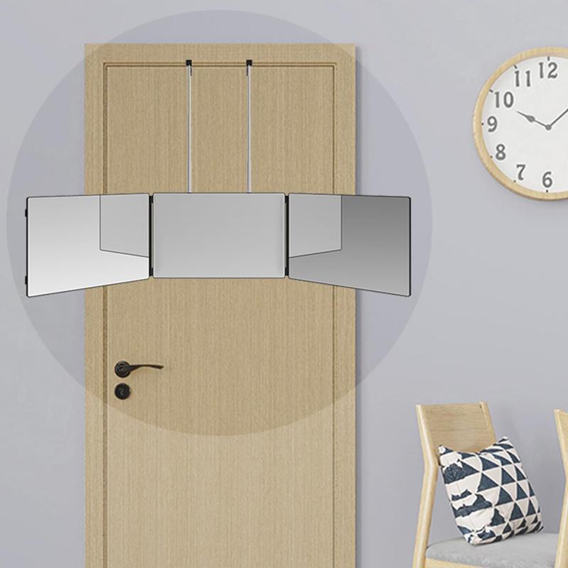 3 Way Mirror for Hair Cutting, Three Way Mirror for Shaver and Makeup, Height Adjustable with Two Hold Nails, 360 Viewing Angle, Clear Anti-Fog HD Glass