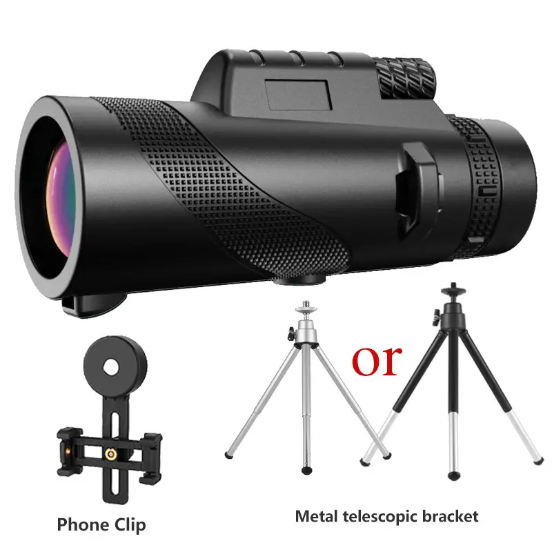 10X40 black full set (phone holder+tripo