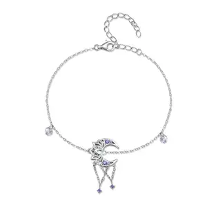 EAMTI 925 Sterling Silver Cubic Zirconia Moon Dreamcatcher Bracelet Dainty Jewelry Gifts for Women Mother's Day/Birthday/Anniversary Day/Valentine’s Day
