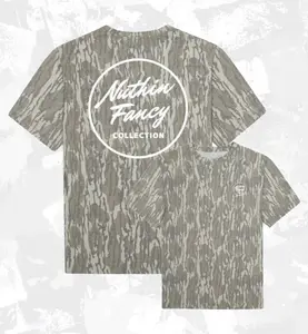 Nuthin Fancy Graphic Tee | Mossy Oak Original Bottomland Camo Shirt | Vintage Washed Out Short Sleeve Hunting Tee | Premium Retro Timber Outdoor