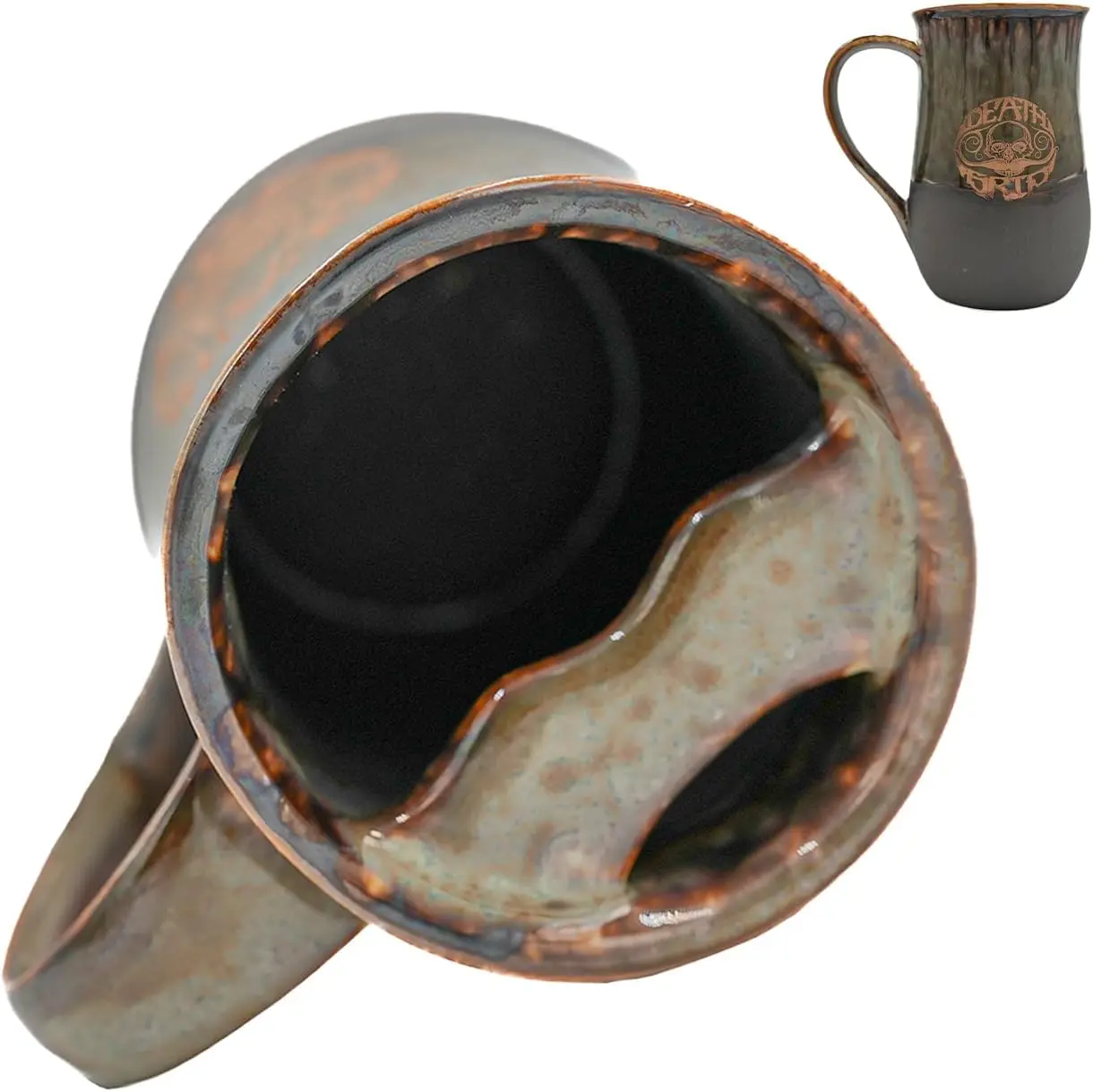 Left Handed Defender Mustache Guard Mug | Keep Your Mustache Dry When Drinking | Handmade 16 oz Capacity